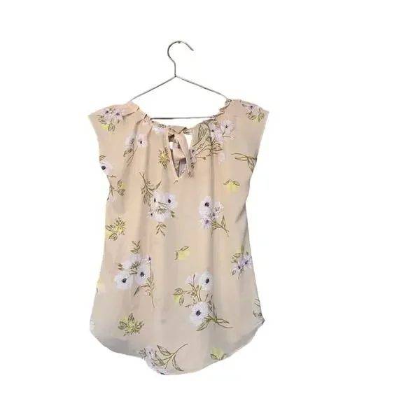 LC Lauren Conrad Peach Pleated Neck Blouse - Size XS - Picture 3 of 7